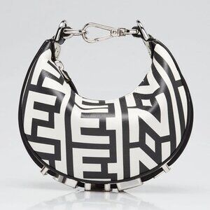 Fendi x Marc Jacobs Black/White Printed Leather Fendigraphy Nano Bag - 7AS089